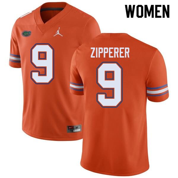 Women's NCAA Florida Gators Keon Zipperer #9 Stitched Authentic Jordan Brand Orange College Football Jersey FSU2565LR